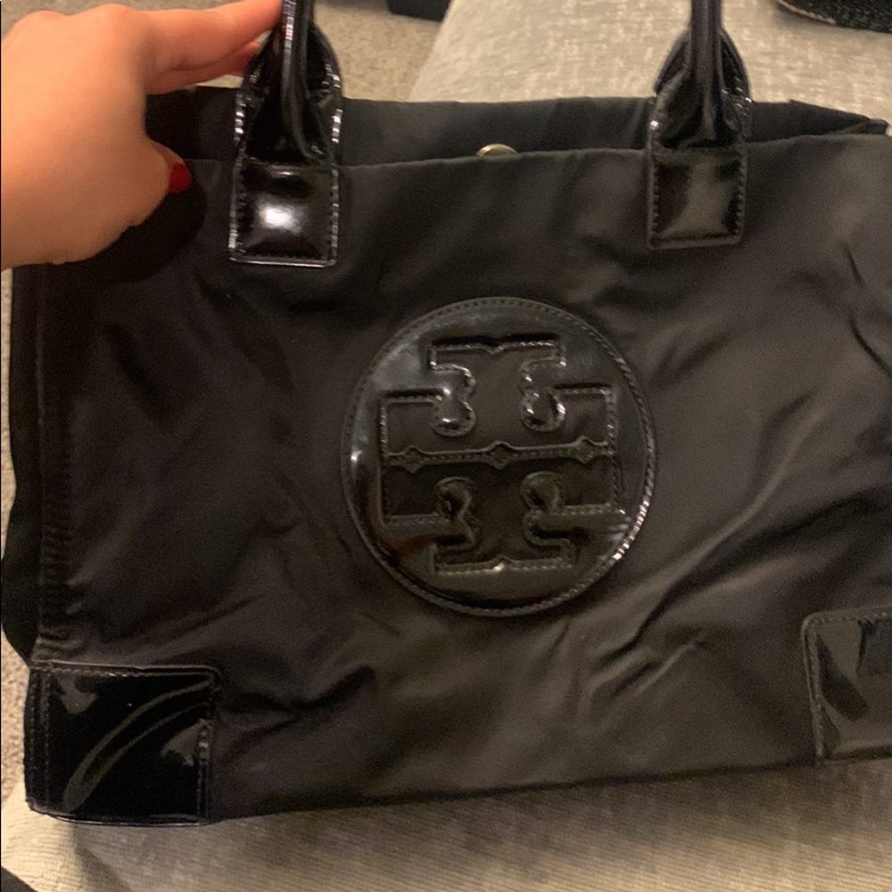 Ella Mini Patent Leather Trimmed Nylon Tote